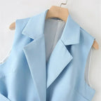 Chic Women's Pant Suit - Solid Single-Breasted