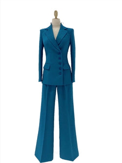 Chic Women's Pant Suit - Solid Button - Guocali