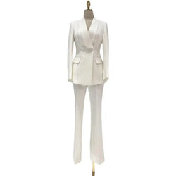 Chic Women's Pant Suit - Solid Single-Breasted - Guocali