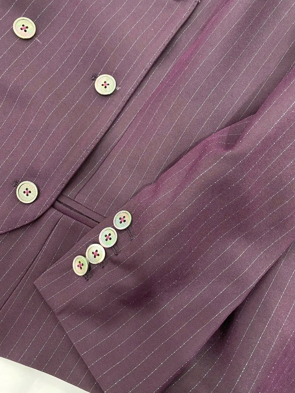 Chic Women's Pant Suit - Striped Single-Breasted - Fuchsia