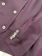 Chic Women's Pant Suit - Striped Single-Breasted - Fuchsia