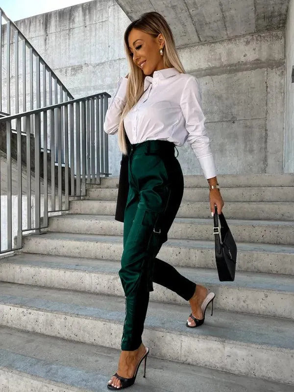 Chic Women's Trousers – High-Waist Slim Fit -Guocali