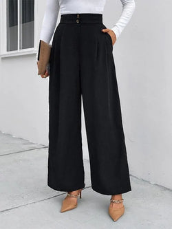 Chic Women Wide Leg Pants – High Rise Elastic - Guocali