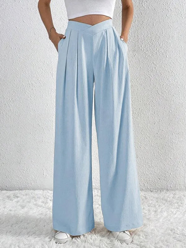 Chic Women Wide Leg Pants – High Rise Pleated -Guocali