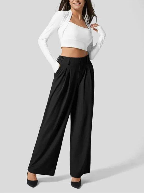 Chic Women Wide Leg Pants – High-Waist Stretchable -Guocali