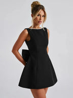 Cocktail A-Line Dress – Mini, Round Neck, Pearl Bow – Cocktail Dress | GUOCALI – view 9