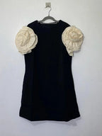 Contrasting Splicing Flower Short Dress -Guocali