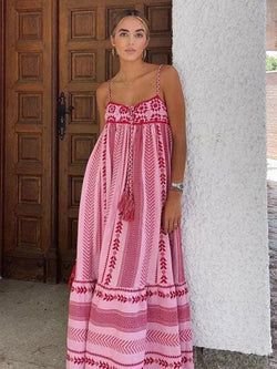 Crochet Patchwork Knitted Ethnic Slip Dress - Guocali