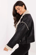 Women's Cropped Jacket - Lightweight Casual - Navy, Beige