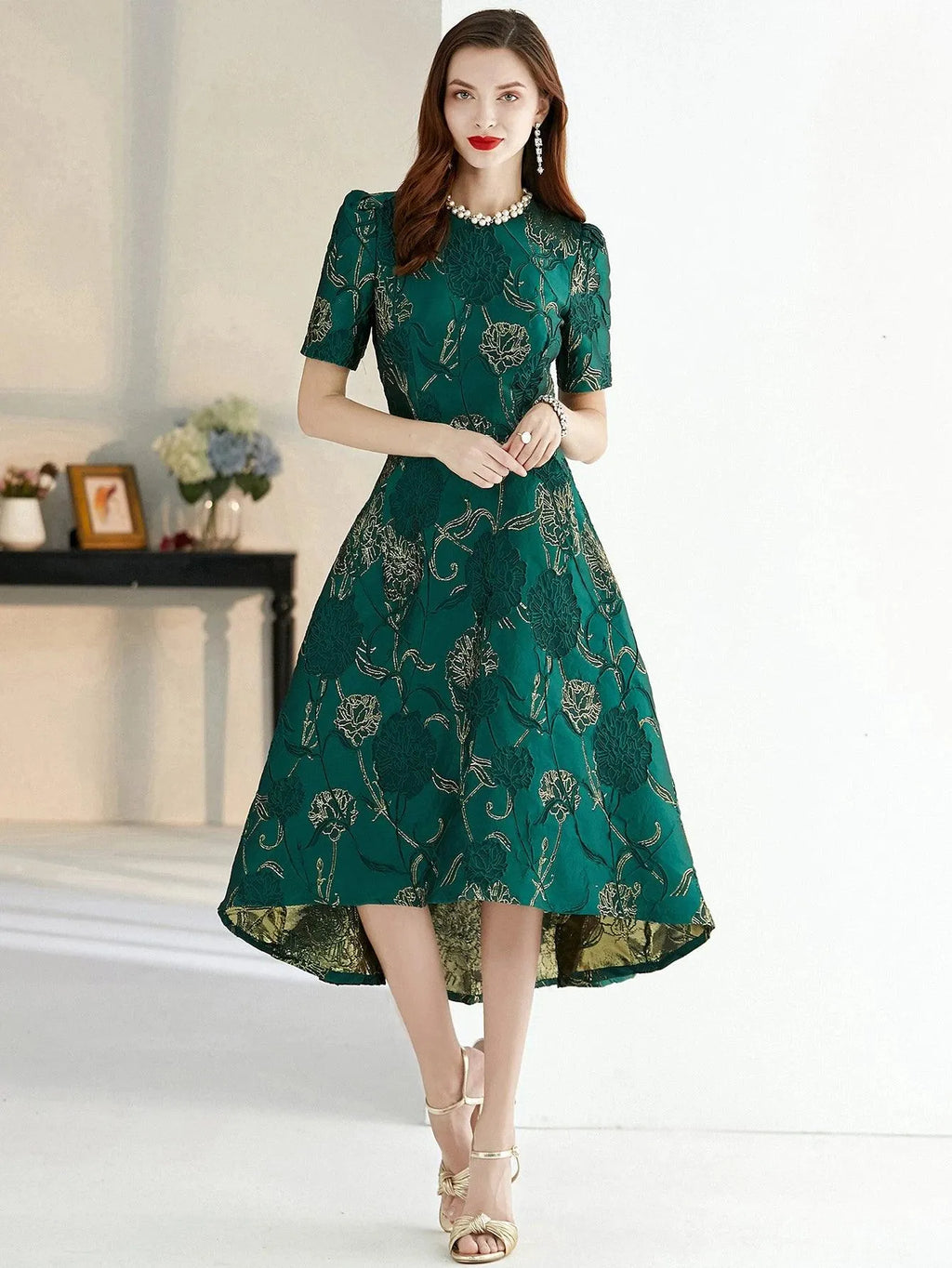 Elegant Boho Floral Long Evening Dress – Chic A-Line Gown -Guocali