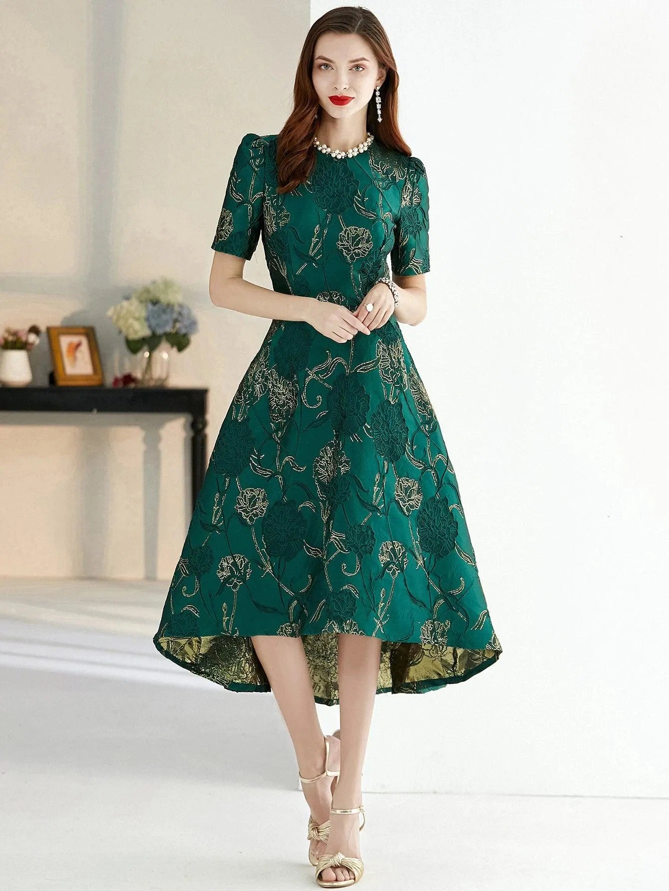Elegant Boho Floral Long Evening Dress – Chic A-Line Gown -Guocali