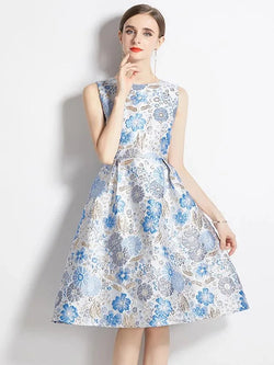 Elegant Floral Sleeveless Party Dress - Guocali