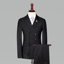 Elegant Men’s Suit - Jacquard Double-Breasted - Guocali