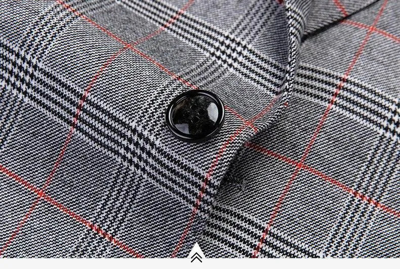 Elegant Men’s Suit - Plaid Single-Breasted