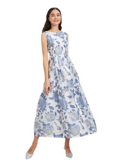 Elegant Organza Sleeveless Maxi Dress – Floral Long Dress for Women - Guocali