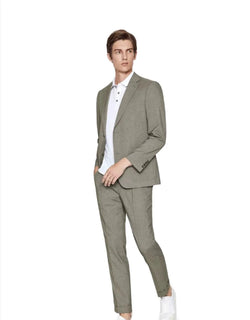 Elegant, Professional Men’s Suit - Solid Single-Breasted - Khaki - Guocali