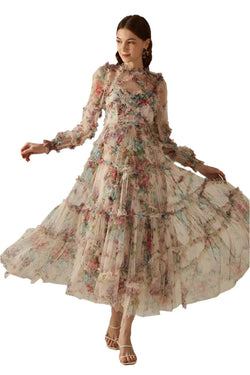 Elegant Sexy Lace Floral Maxi Prom Dress – Glamorous Evening Gown - Guocali