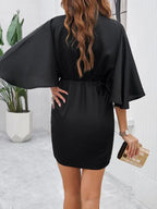 Elegant Solid Color Waist Dress -Guocali