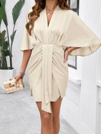 Elegant Solid Color Waist Dress -Guocali