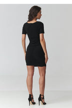elegant solid round neck short sleeves mini bodycon dress – Daydress | GUOCALI – view 3