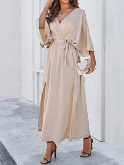 Elegant V-Neck Loose Dress - Guocali