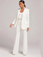 Elegant Women's Pant Suit - Solid Single-Breasted, Black