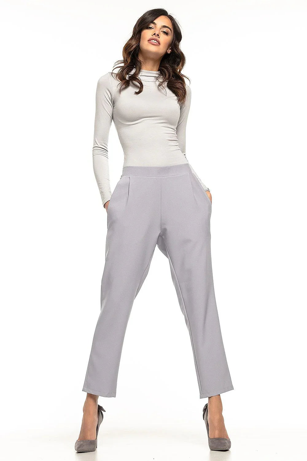 Elegant Women Trousers – Mid Rise Elastic Fit -Guocali