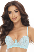 Floral Bra Blue Lace Support - Guocali