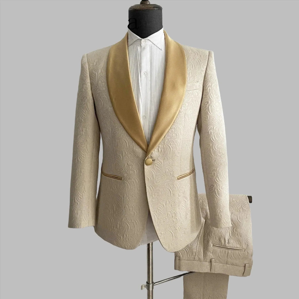 Elegant Men’s Tuxedo Suit - Texture Single-Breasted