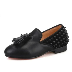 Kids Casual Tassel Dress Loafers - Slip-On Flat Formal Dress Shoes - Guocali