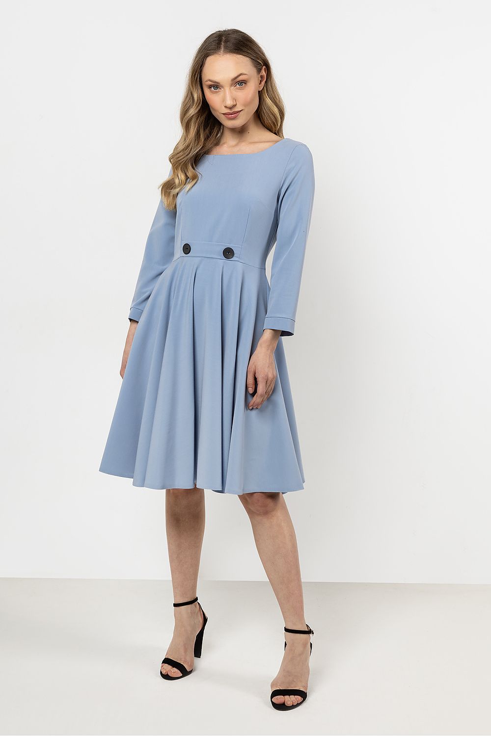 Knee Length Dress – Boat Neck, A-Line – Daydress | GUOCALI – view 11
