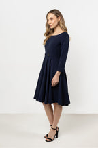 Knee Length Dress – Boat Neck, A-Line – Daydress | GUOCALI – view 2