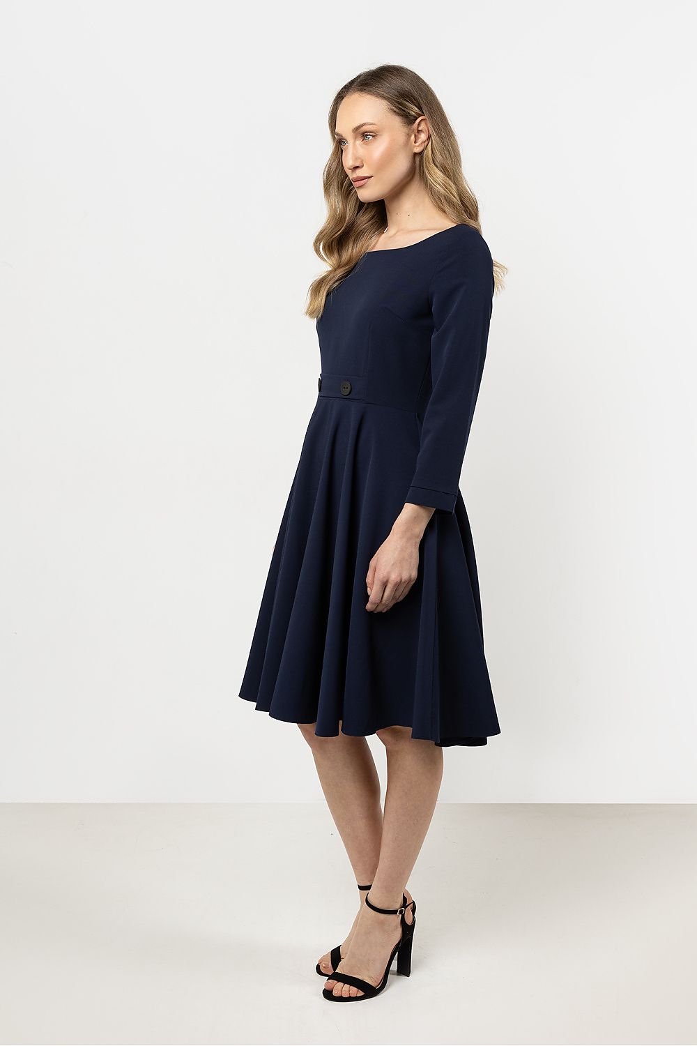 Knee Length Dress – Boat Neck, A-Line – Daydress | GUOCALI – view 2