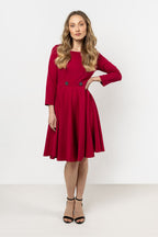 Knee Length Dress – Boat Neck, A-Line – Daydress | GUOCALI – view 5