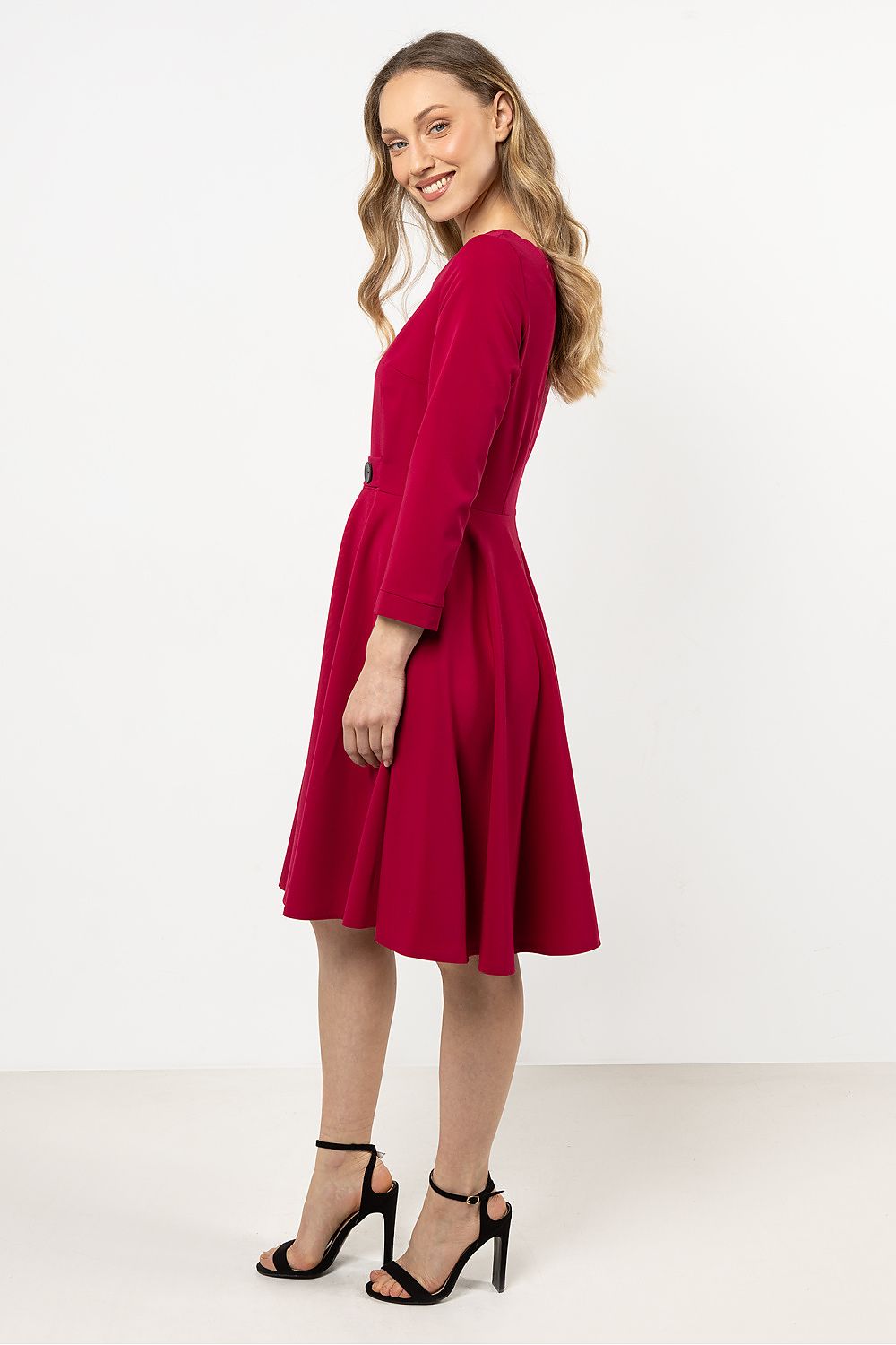 Knee Length Dress – Boat Neck, A-Line – Daydress | GUOCALI – view 7