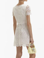Lace Square Neck Single-Breasted Short Dress -Guocali