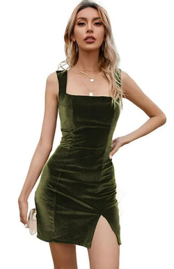 Ladies Square Neck Hip Dress - Guocali