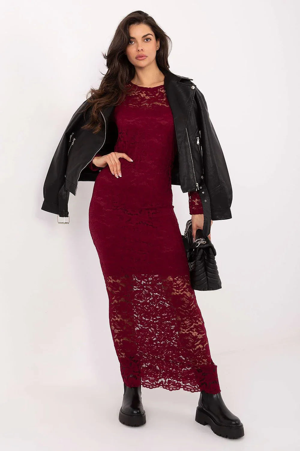 Long Sleeve Lace Maxi Dress Elegant Style - Guocali