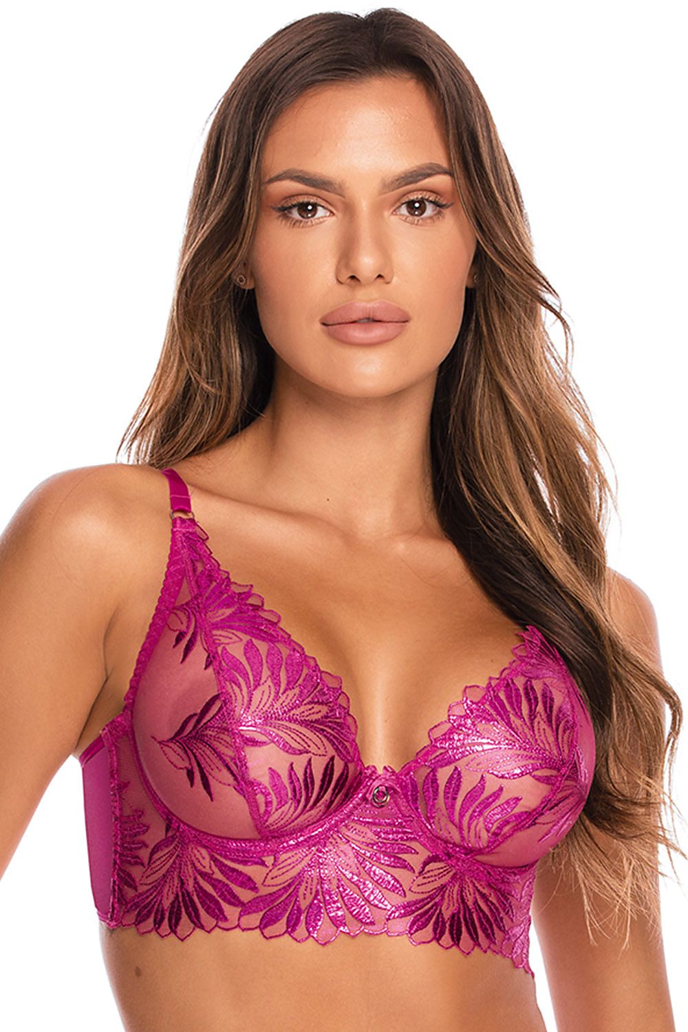 Longline Bra Pink Floral Support - Guocali