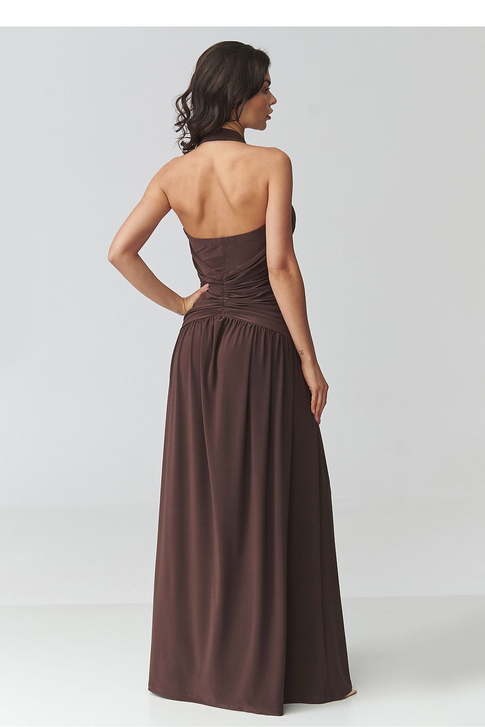 Maxi Wedding Guest Dress – V-Neck, Fitted Cut, Ruching – Daydress | GUOCALI – view 6