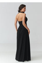 Maxi Wedding Guest Dress – V-Neck, Fitted Cut, Ruching – Daydress | GUOCALI – view 9