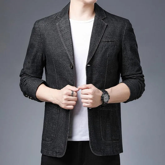 Men Blazer - Casual Denim Blazer -Guocali
