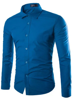 Men Casual Long Sleeves Button-Down Shirt – Wrinkle-Resistant, Black - Guocali