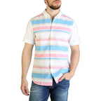Men Casual Short Sleeves Button-Down Shirt – Breathable, Blue, Pink