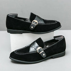 Men Casual Slipper Dress Loafers - Slip-On, Buckles Formal Dress Shoes - Guocali