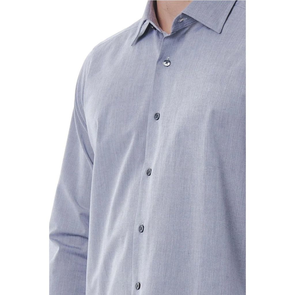Men Cotton Long Sleeves Regular Fit Dress Shirt – Breathable - Blue -Guocali