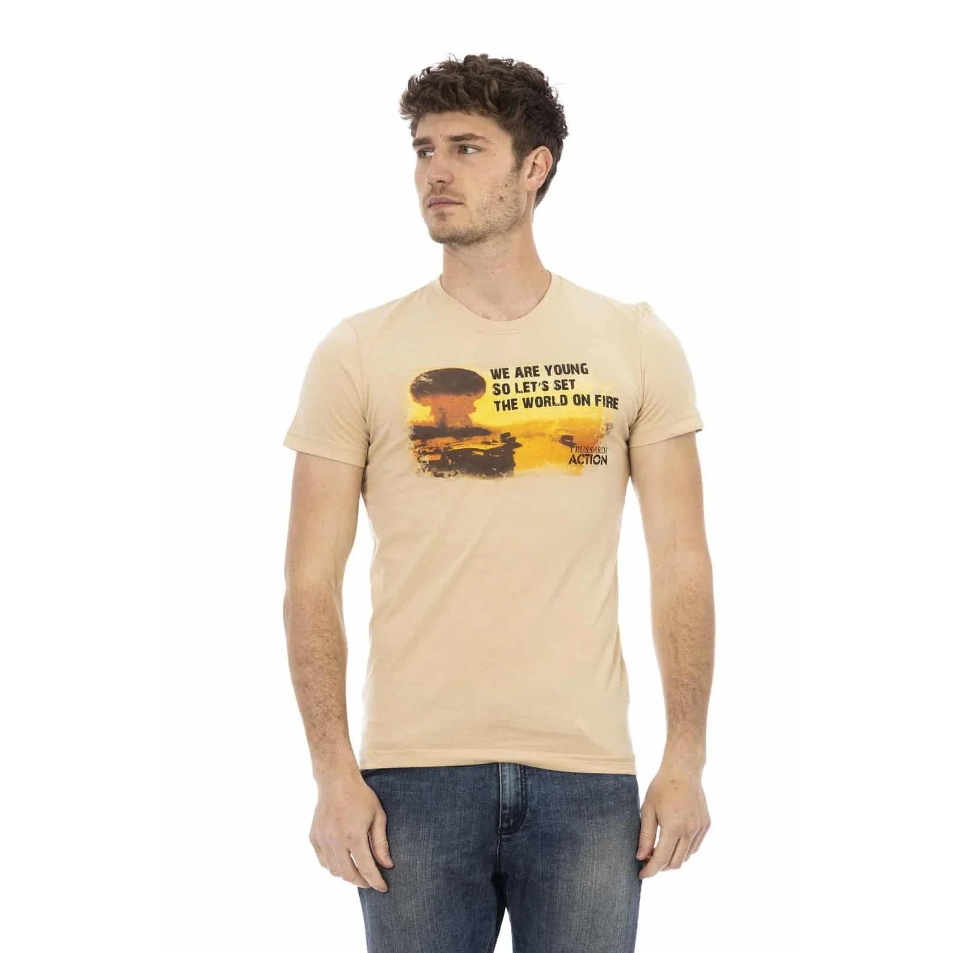 Men Crew-Neck Short-Sleeves T-Shirt – Breathable - Brown -Guocali