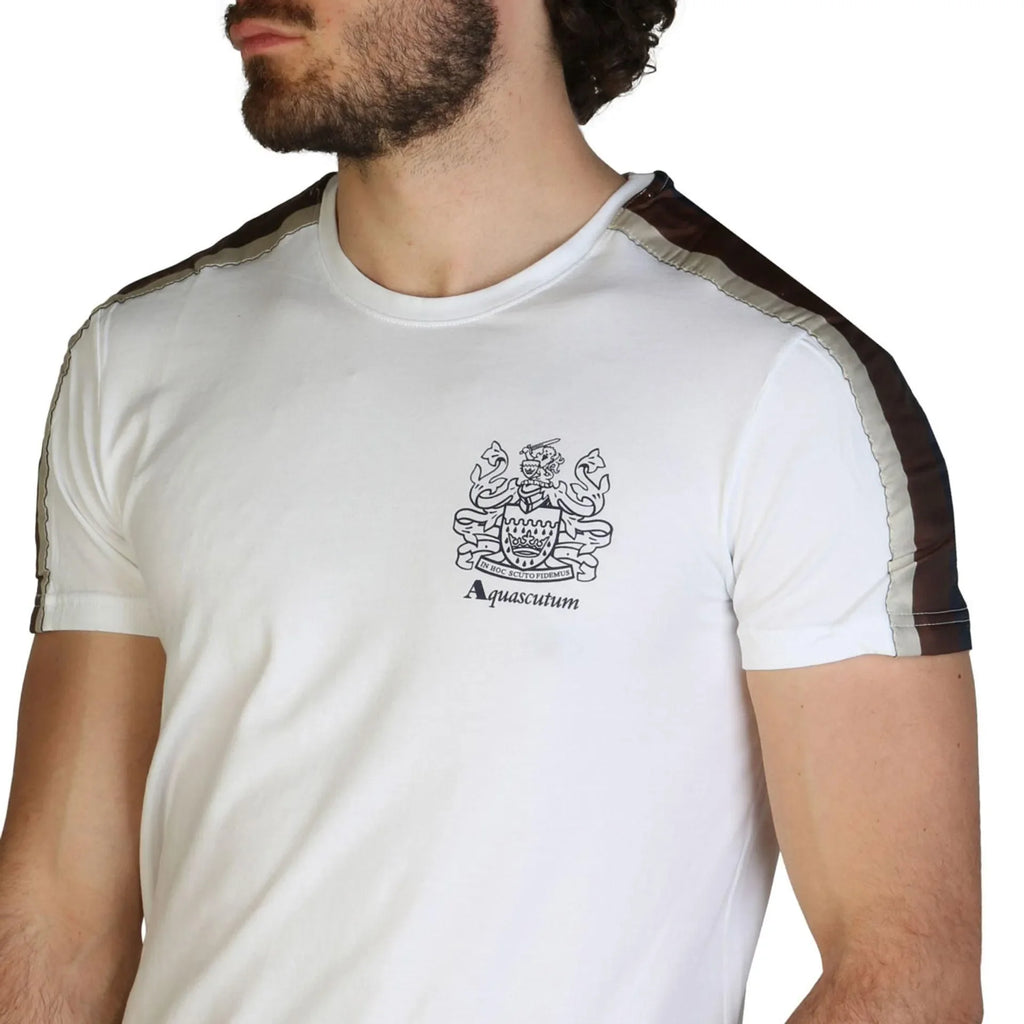 Men Crew-Neck Short-Sleeves T-Shirt – Stretchable - White -Guocali