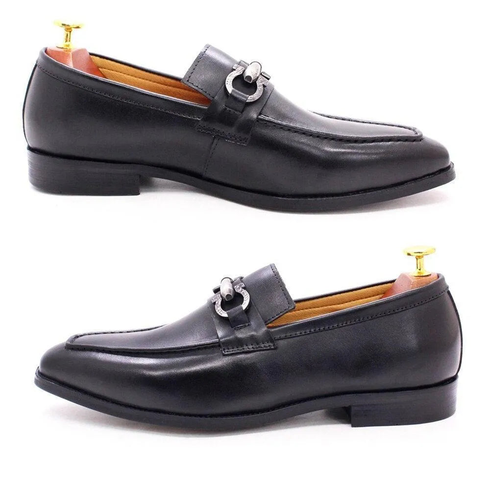 Men Horse Bit Dress Loafers - Slip-On Formal Dress Shoes