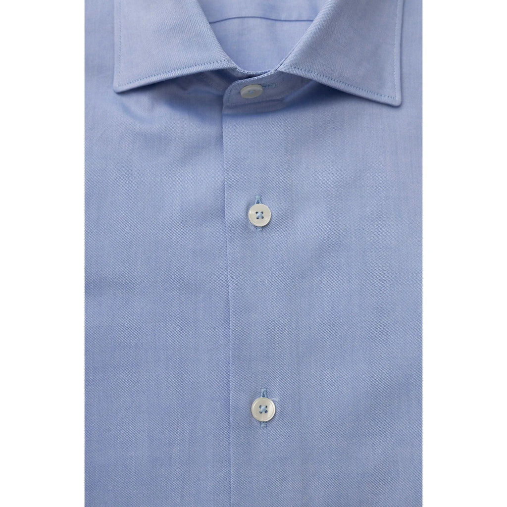 Men Long Sleeves Cotton Dress Shirt – Breathable - Blue -Guocali
